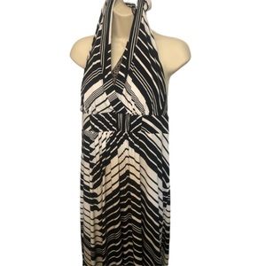 Jessica Simpson large black white striped maxi dress halter style  NWT